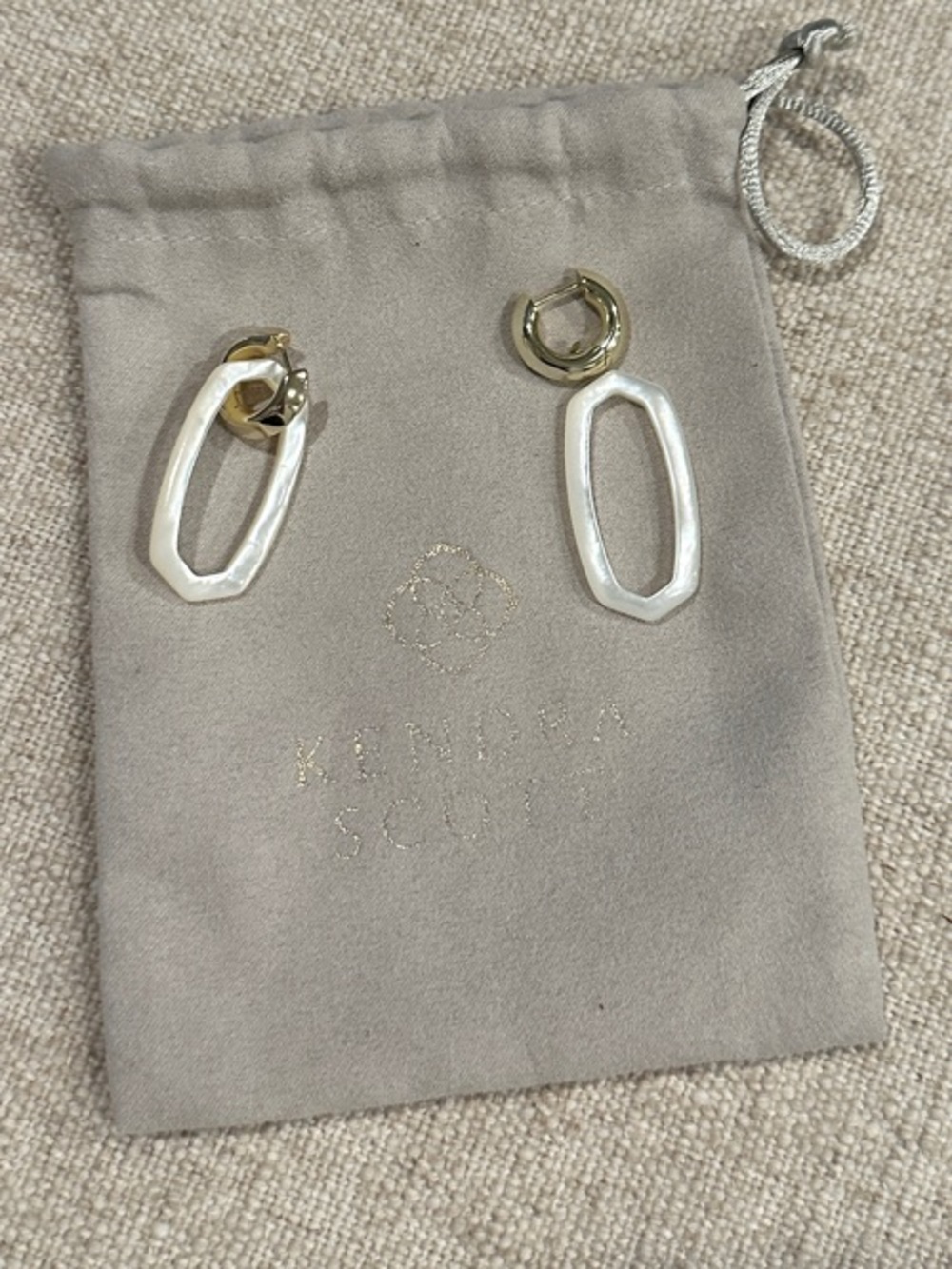 Kendra Scott Gold Hoop Earrings with White Geometric Drops